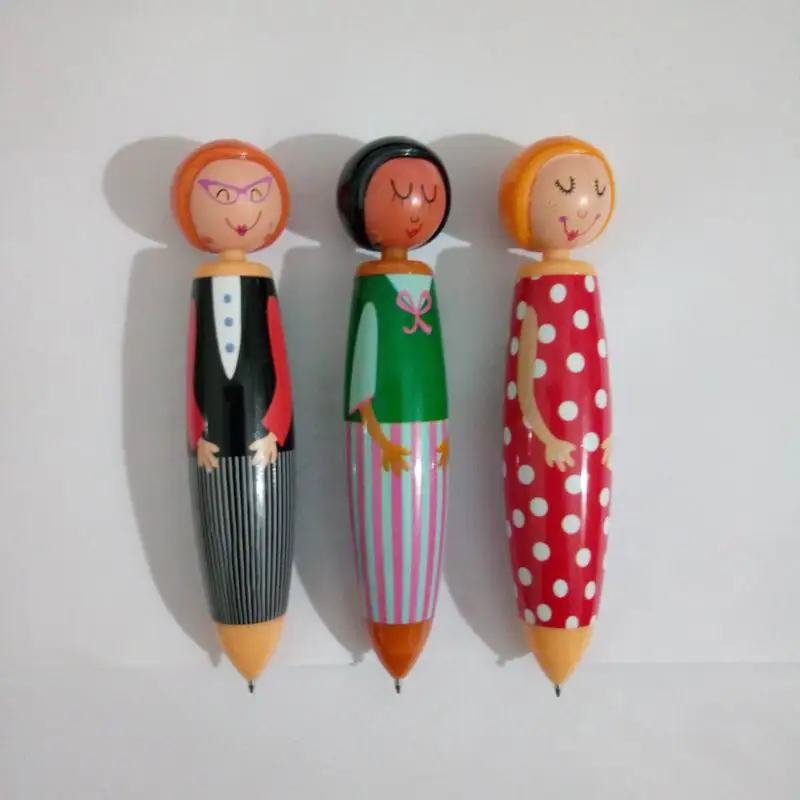 

100 pcs/Lot Cute Little Girl Chunky Ballpoint pen Funny style 0.5mm blue ink Gift Stationery Office school supplies