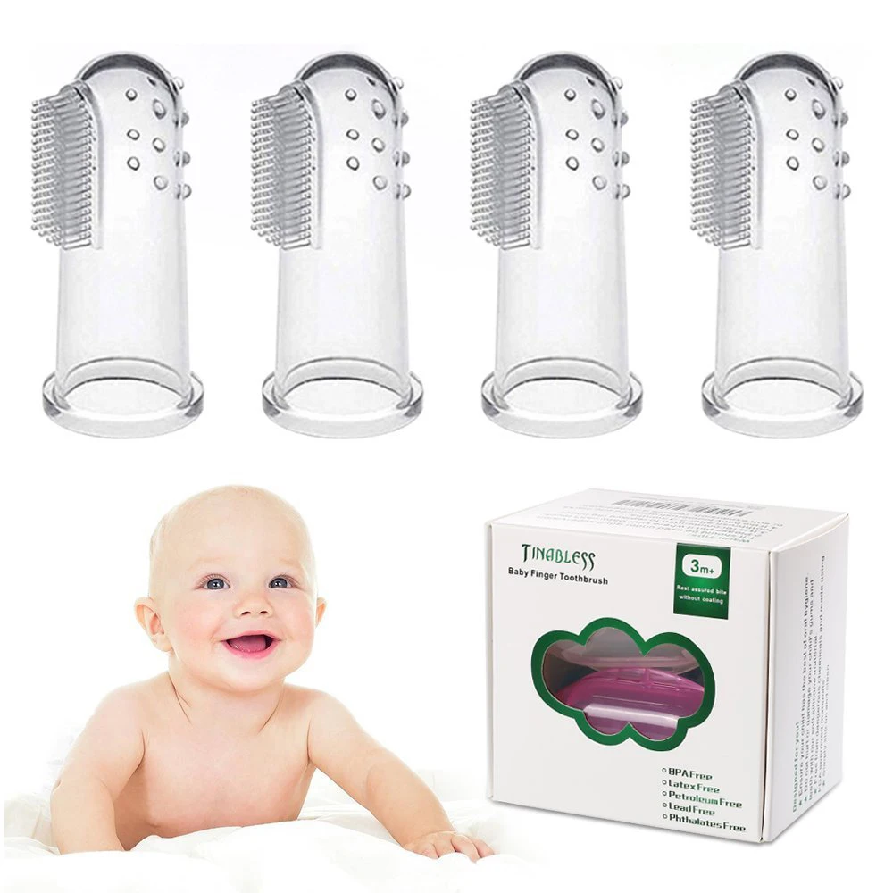 Newborn Baby Toothbrush Tinabless 4PCS Food Grade Silicone Finger