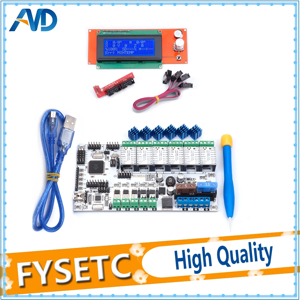 

Upgrade Rumba+ Rumba Plus Motherboard RUMBA Optimized Version + 2004 LCD Display Screen + 6pcs TMC2100 V1.3 Stepper Motor Driver