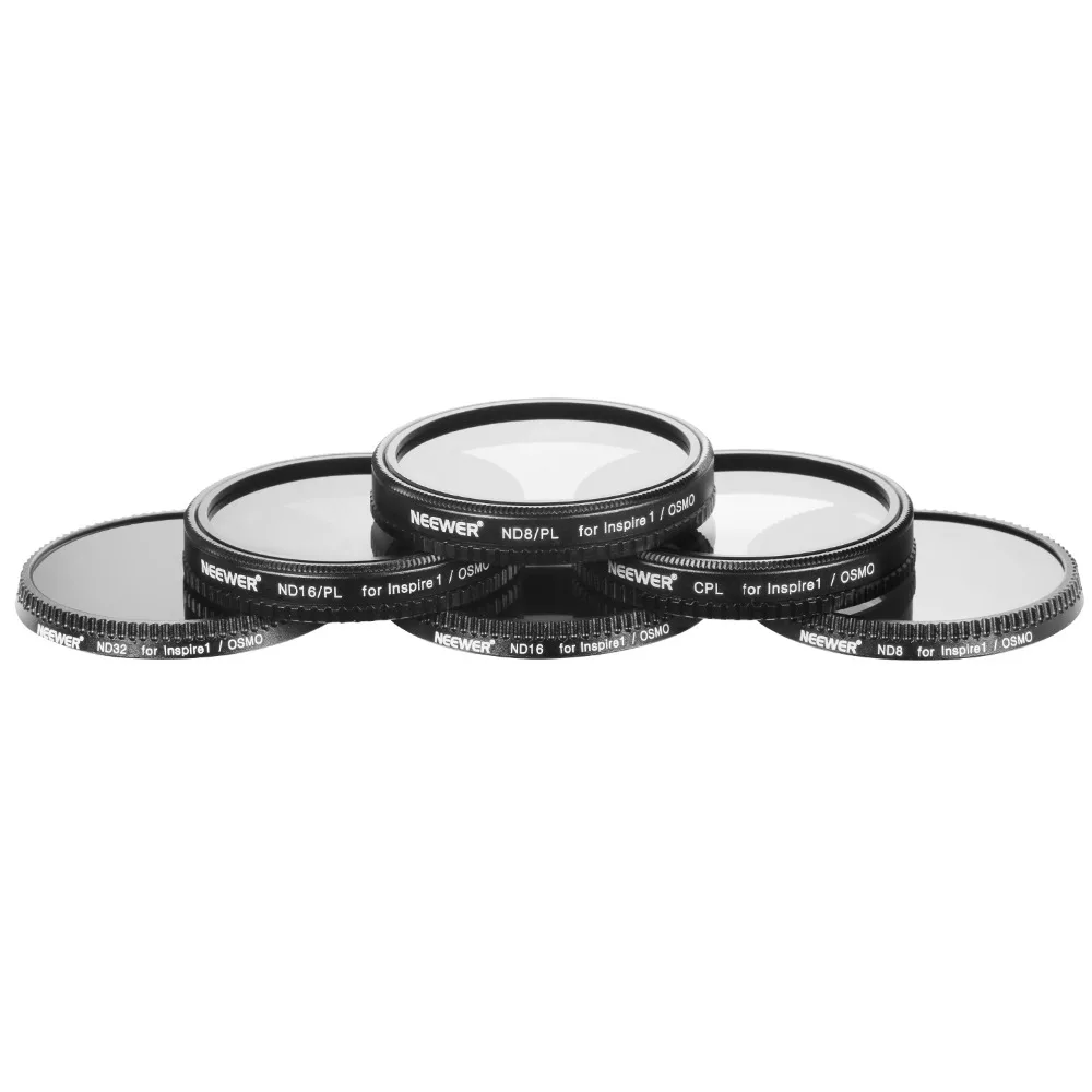 

Neewer Multi-coated 6 Pieces Filter Kit:CPL, ND8, ND16, ND32, ND8/PL+ND16/PL Filters for DJI OSMO/Inspire 1
