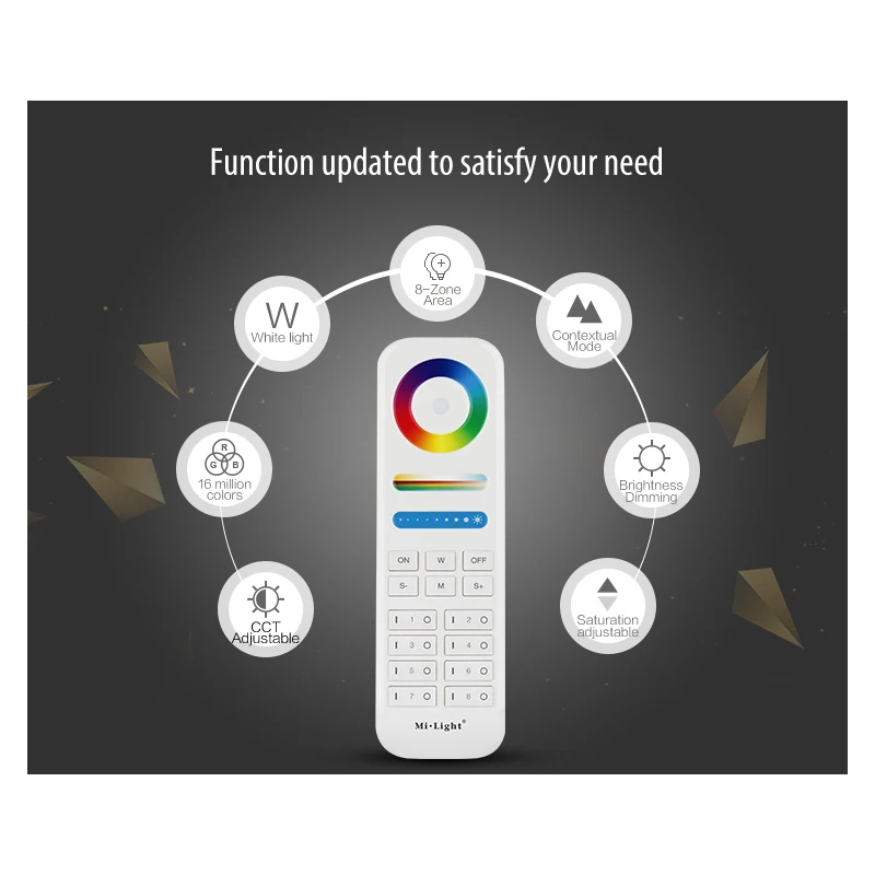 MiLight 2.4G wireless 8 Zone FUT089 remote;B8 Wall-mounted Touch Panel;LS2 5IN 1smart led controller for RGB+CCT led strip
