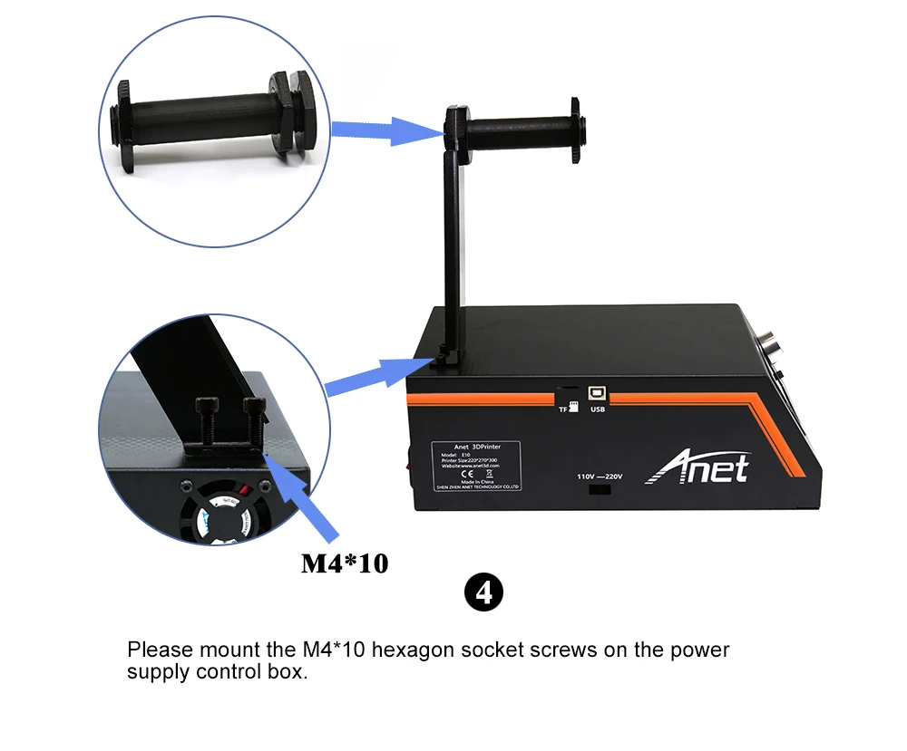 Anet E12 3d принтер DIY комплект алюминиевая рама+ стальной чехол простая сборка большой размер 300x300x400 мм Высокоточный 3d принтер