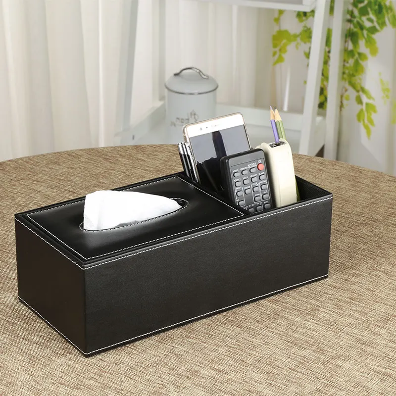 

Practical Rectangle Tissue Box Pen Remote Storage Desk Organizer Paper Tissue Napkin Towel Holder Dispenser Cover Cases