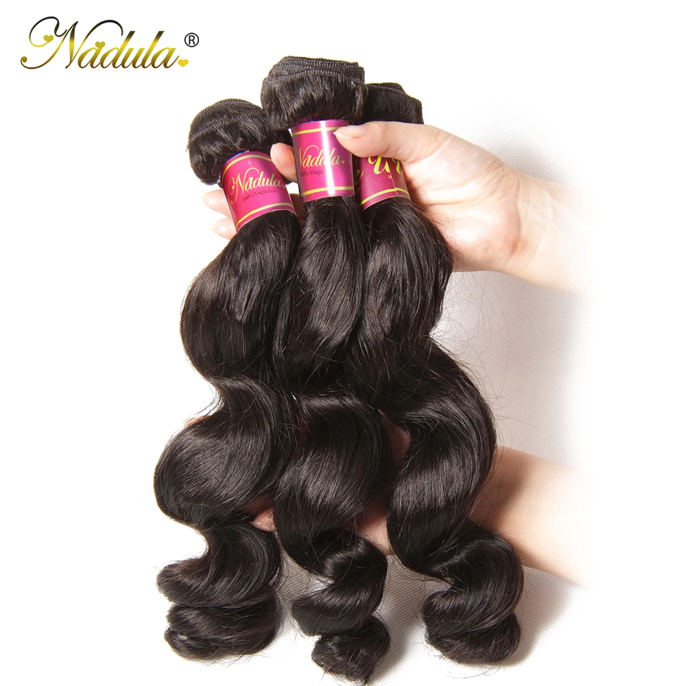 NADULA HAIR Loose Wave Bundles With Frontal Brazilian Hair Weave Bundles With Frontal Closure Human Hair Bundles With Closure