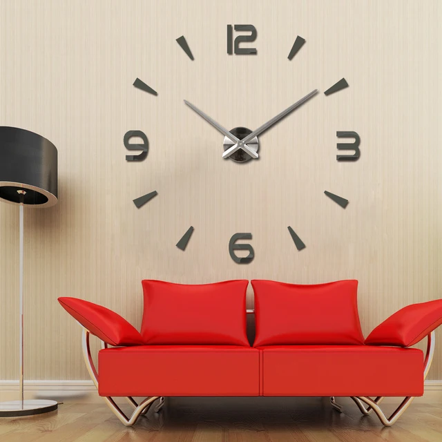 Brief Fashion Wall Clock For Living Room Design Acrylic Mirror Clocks Europe Diy 3d Stickers Large Decorative Quartz Watch 4