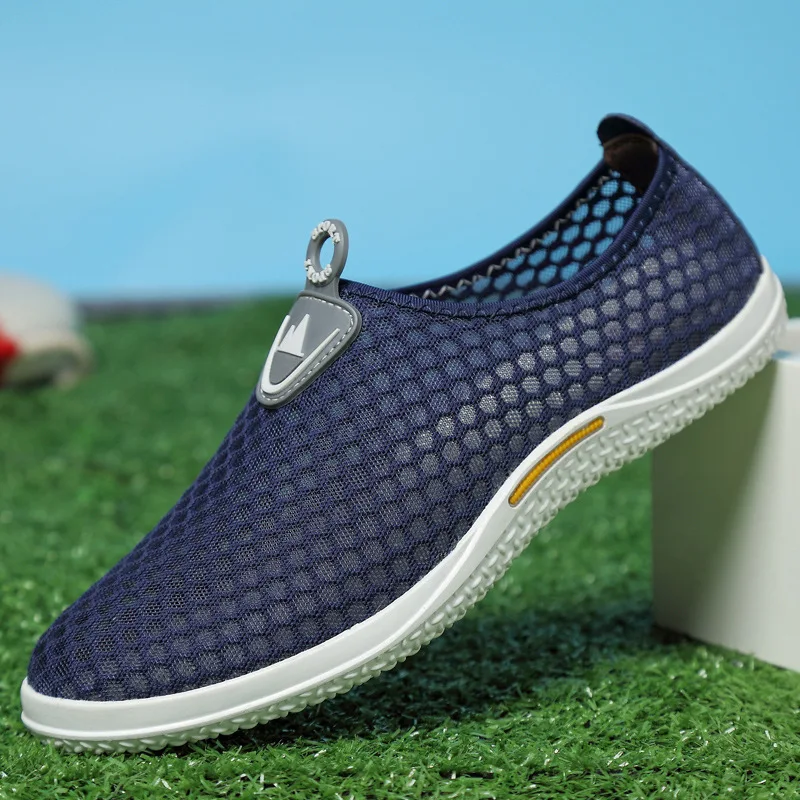 JINBEILEE Spring and Summer Running Shoes Men's Casual Mesh Breathable Sports Shoes Large Size One Pedal Lazy Shoes Men