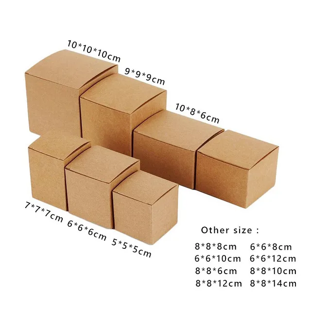 50pcs/lot Square Kraft paper box black kraft box white packaging boxes