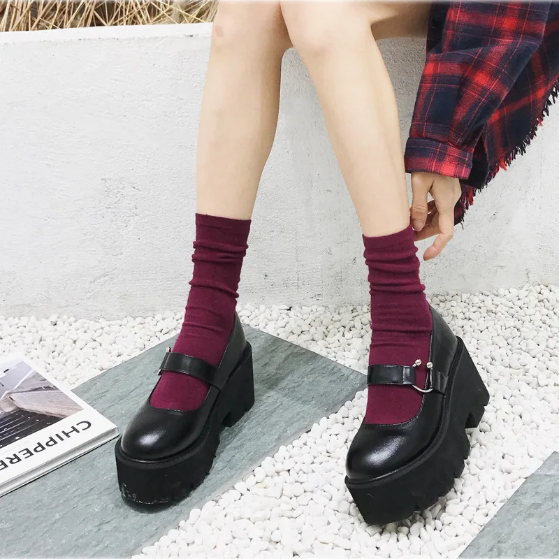 

2019 spring new fashion simple solid color thick sole casual shoes women comfortable wild loli flat shoes.
