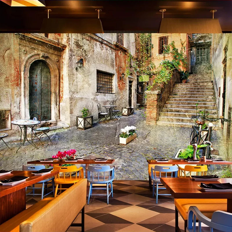 На заказ любой размер настенные фрески 3D Европейский стиль ретро уличный вид аллея гостиная ресторан кафе фон фото обои