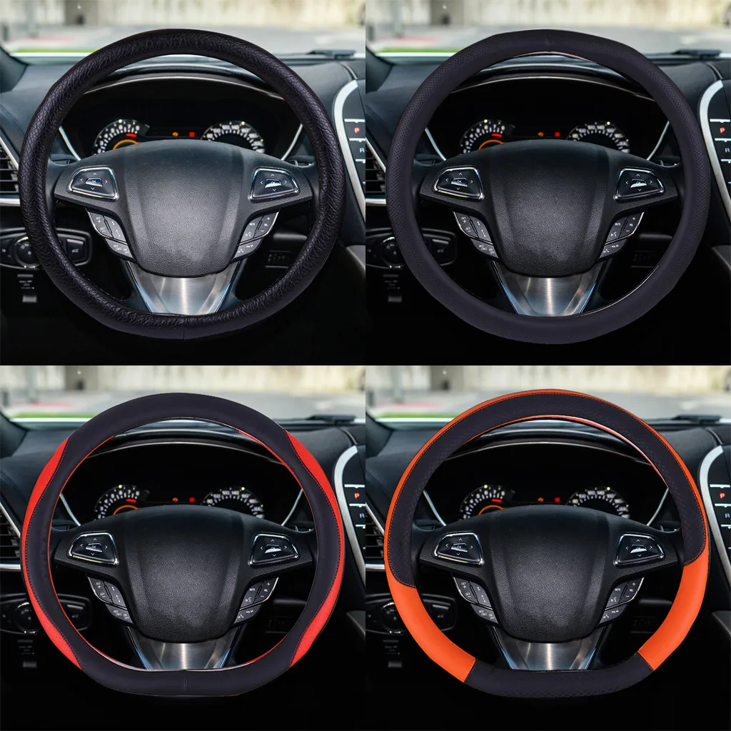 

Car Steering Wheel Cover Skidproof Auto Steering- wheel Cover Anti-Slip Universal Embossing Leather Car-styling