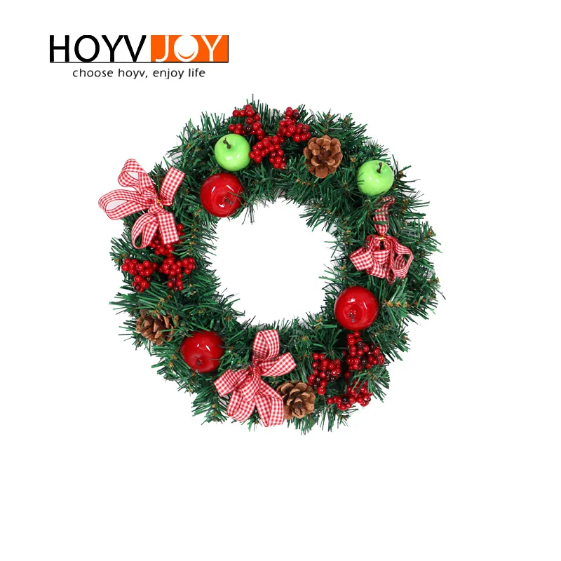 

HOYVJOY Christmas Bow-knot Wreaths Fruit Wreaths 30cm Diameter Big Wreath Artifical Flower PVC Material