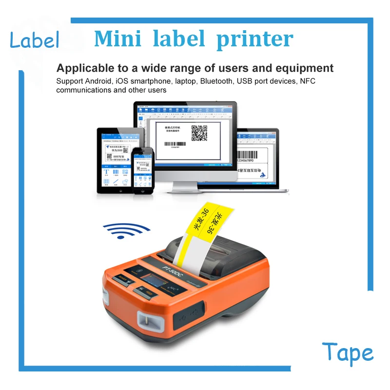 Free shipping New Mini USB/Bluetooth/NFC portable label tape maker machine ribbon printer thermal label printer Free shipping New Mini USB/Bluetooth/NFC portable label tape maker machine ribbon printer thermal label printer