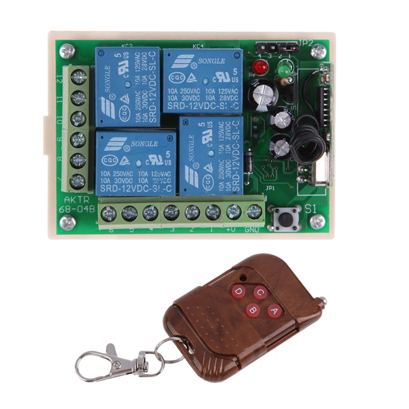 

High Quality  New AK-RK04S-12+AK-BF04 DC 12V 6mA 433MHz Wireless Remote Control Switch Free Shipping