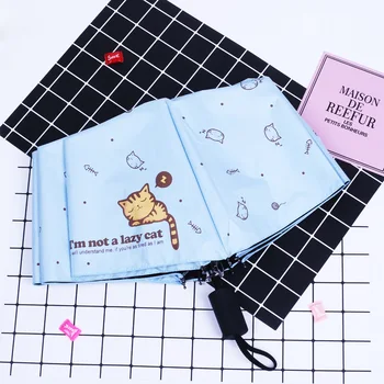 

Fashion umbrella 3 folding 8K Sun Rain UV Non-automatic umbrella For Women Lovely Cat Paraguas umbrella