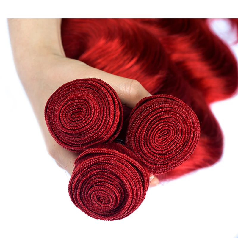 Remyblue человеческие волосы 99J красные пучки с закрытием бордовые пучки бразильские волосы объемная волна 3 пучки с закрытием 100 remy волосы