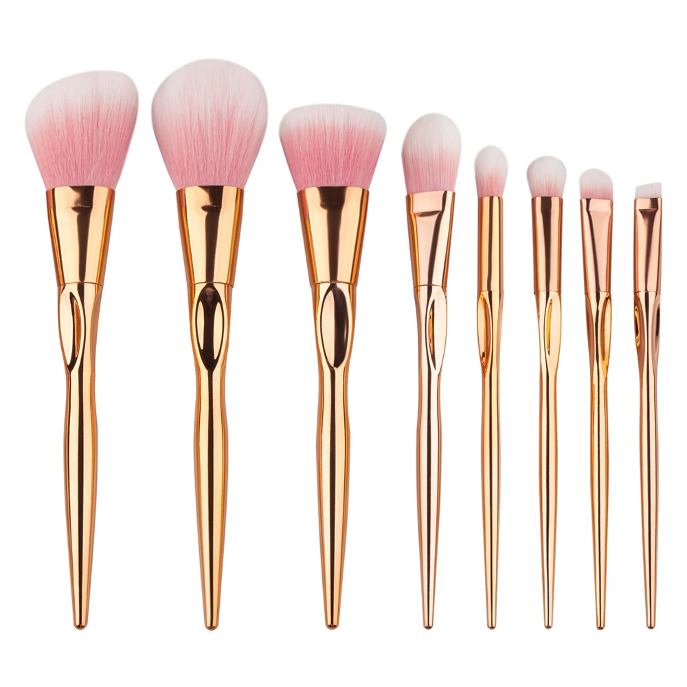 8 Pcs Rose Gold Makeup Brushes Tools Professional Eye Shadow Foundation Eyebrow Oval Brush