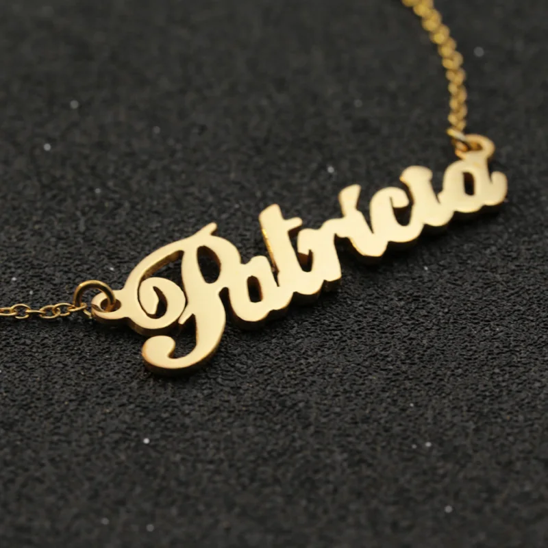

925 Solid Silver Customized Name Pendant Necklace With Gold Color Personalized Nameplate Jewelry Christmas Gift