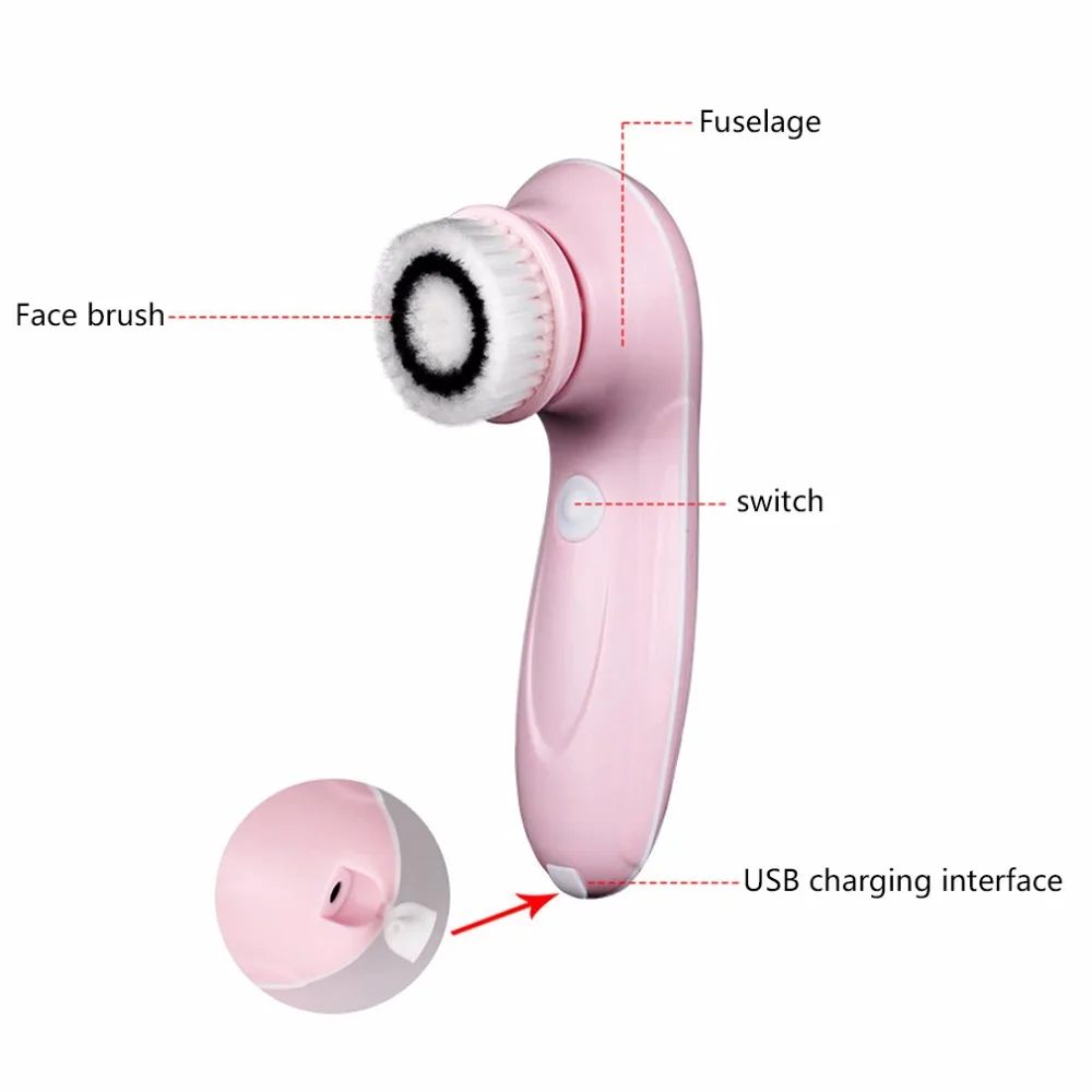 Электрическое очищающее средство для лица, щетка для очистки пор, перезаряжаемая USB машинка для мытья лица, отшелушивающая, уменьшает количество масла, акне, омертвевшей кожи