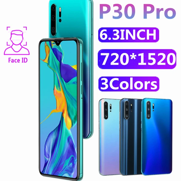 

Original P30 Pro Mobile Phone 4GB RAM 64GB ROM 6.3INCH 13MP 4800mAh Face Recognition Unlocked Smartphones Android OS Cellphones