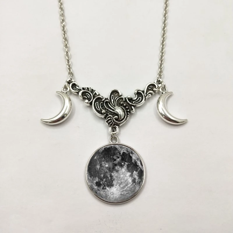 Новинка, колье с тройной луной Млечный путь, языческие украшения ведьмы, серебряное ожерелье с полулуной