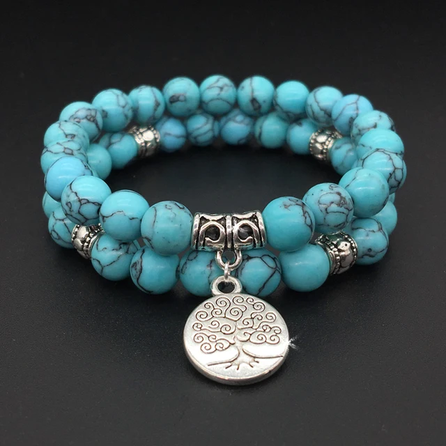 Tree Of Life Jewelry Yoga Mala Bracelet Stone Healing Protection Tree Of Life Jewelry Yoga Mala Bracelet Stone Healing Protection Elastic Beaded Stacking Spiritual