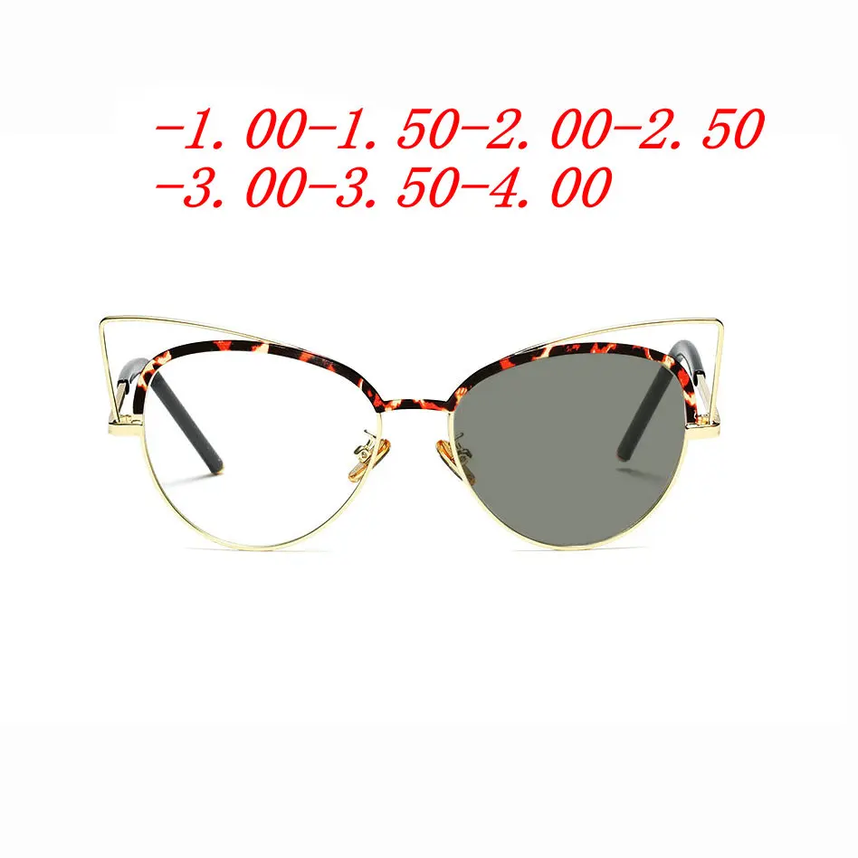 

cat Anti-UV Finished Optical Glasses Frames With Myopia Lens For Women Sun photochromism Eyeglasses Degree goggles FML