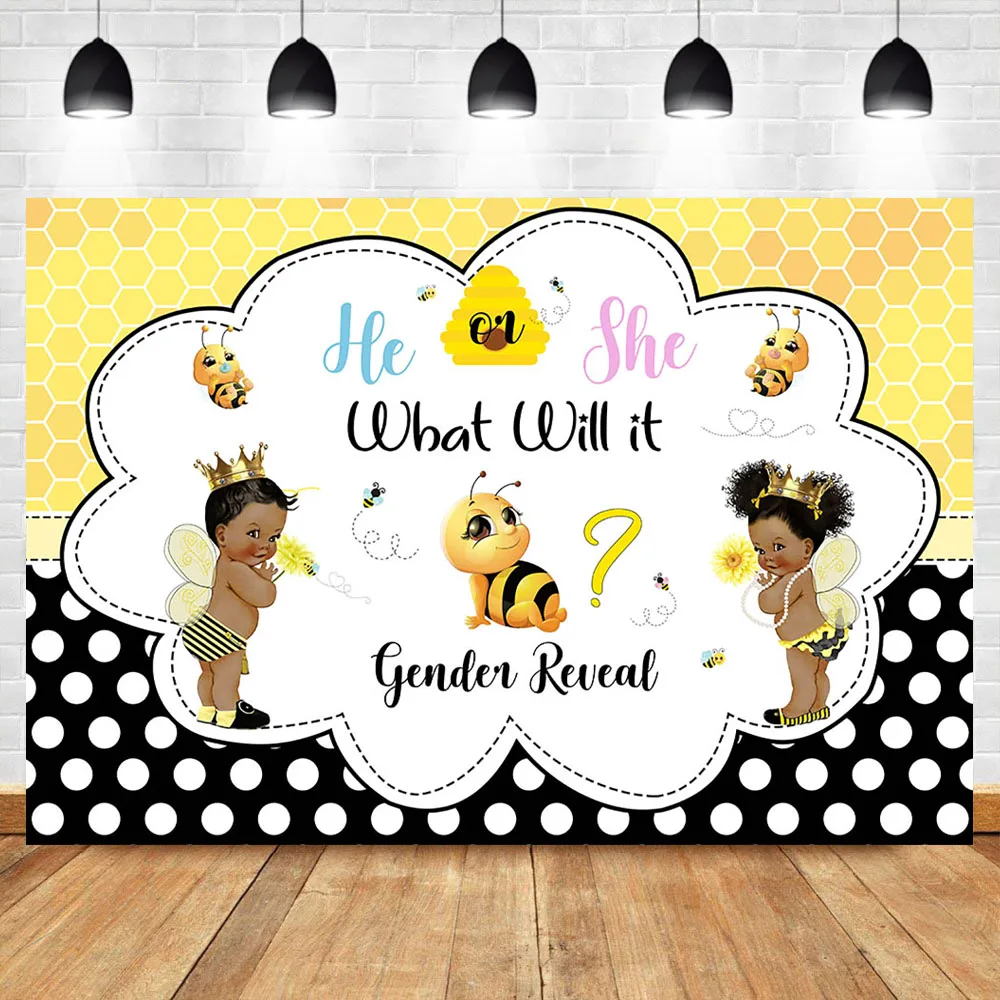 

Gender Reveal Backdrop Africa Boy or Girl Baby Shower Photography Background Prince or Princess little Bee Baby Shower Backdrops