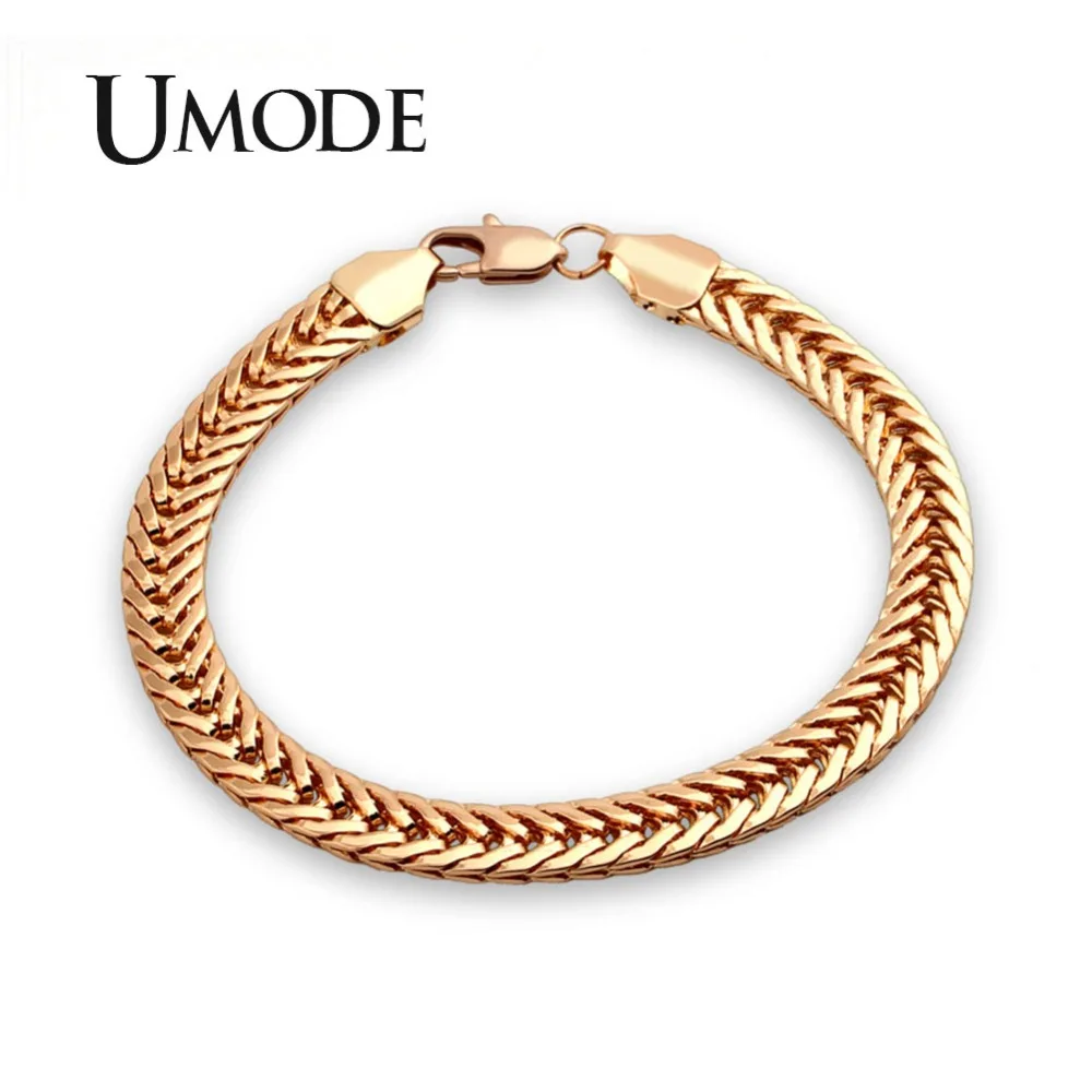 

UMODE 2018 New Fashion Luxury Gold Color Bracelet for Men Snake Chain Bracelet Gold Jewelry Unique Accessories Bijoux AUB0141