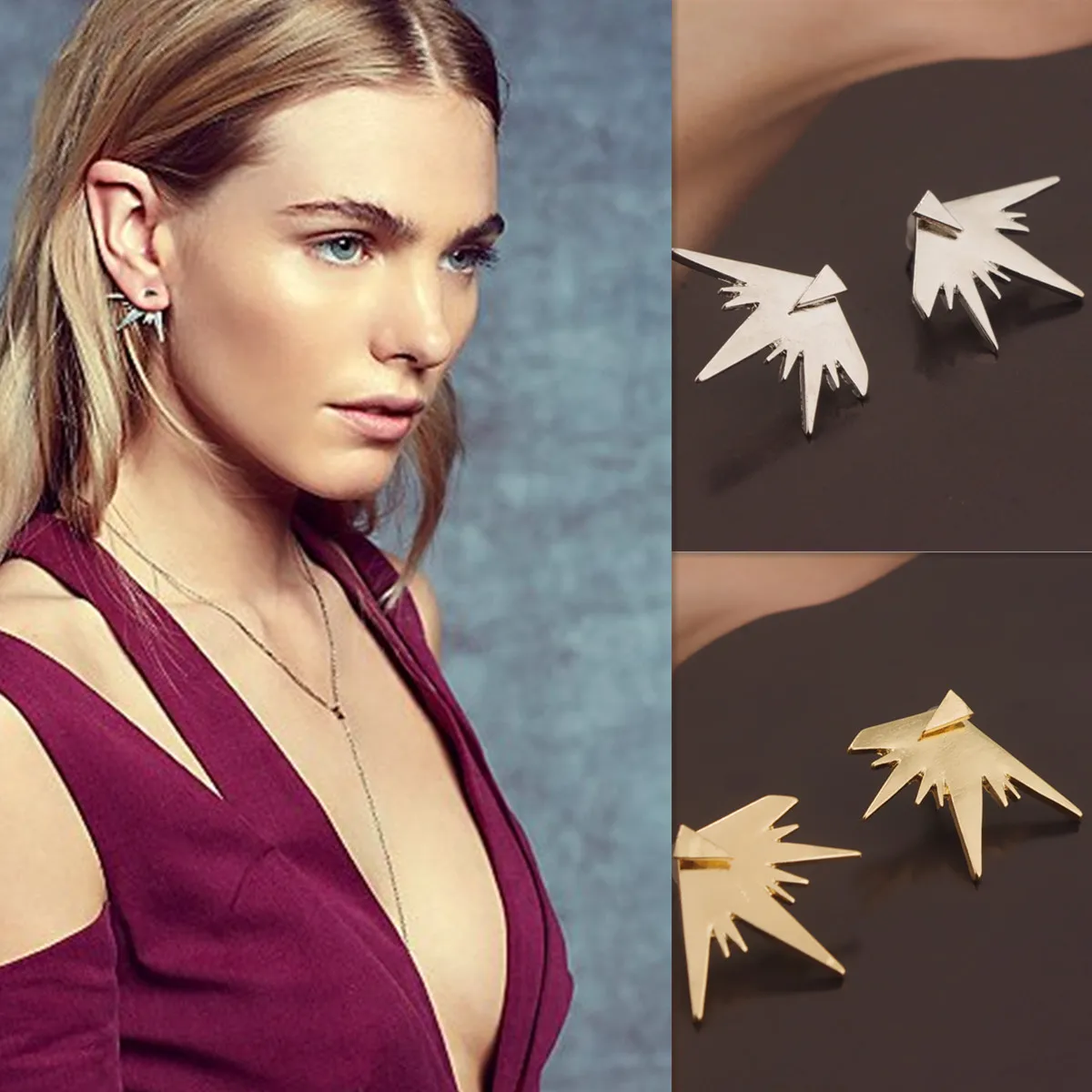 

M MISM New 2019 1 Pair American Style Trendy Girls Earring Punk Geometric Elements Metal Special Earrings Women Fashion Earring