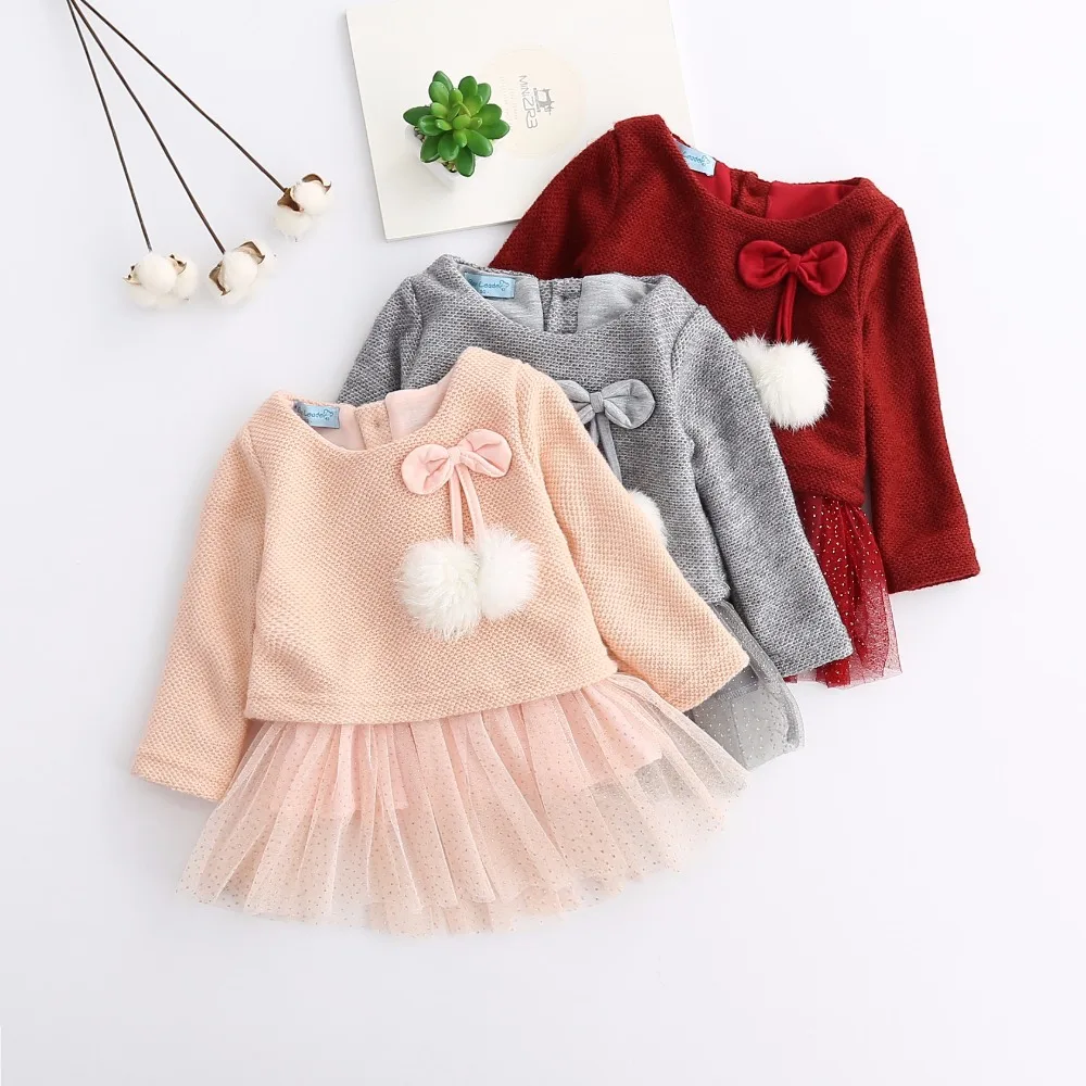 

BibiCola Children Clothes New Spring Autumn Girls Clothes Girls Dress Cute Cherry Baby Princess Dress Long Sleeved Party Dress