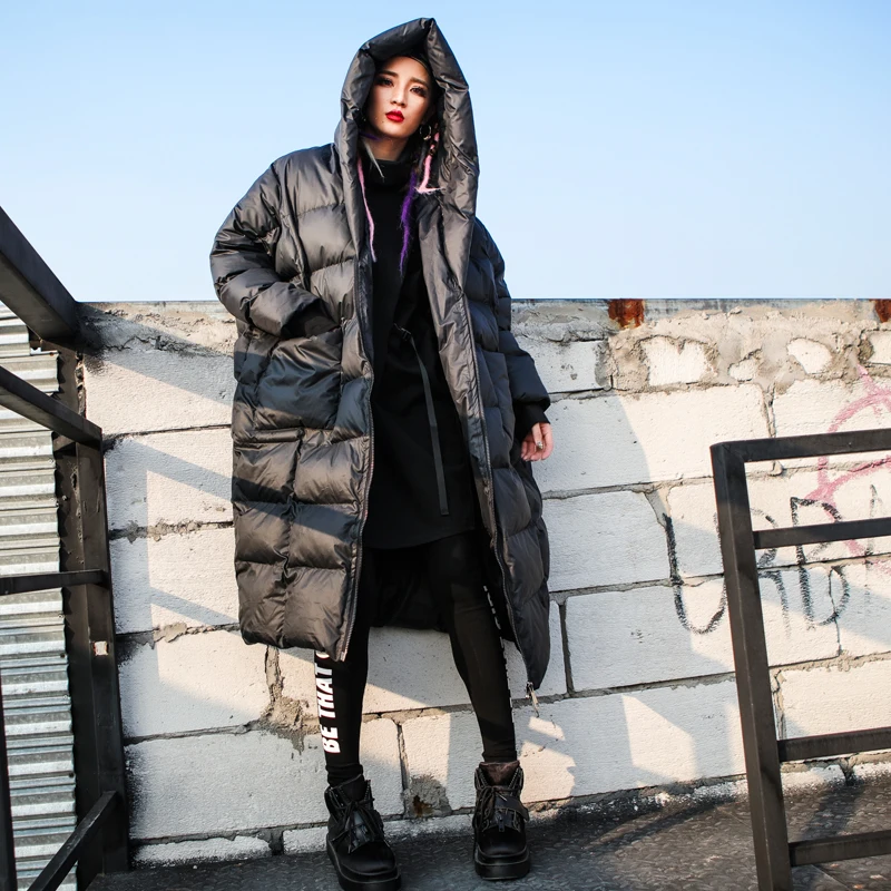 

2018 Fashion Winter parkas female personality cotton jacket coat womens long loose cotton-padded parkas womens hooded warm coats