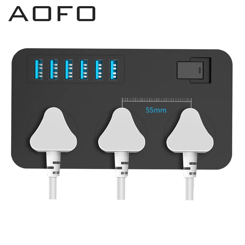 Power Strips with 3 Outlets 6 USB Ports Surge Protection Universal Power Socket with 2M Extension cord Smart USB charger Power  Power Strips with 3 Outlets 6 USB Ports Surge Protection Universal Power Socket with 2M Extension cord Smart USB charger Power