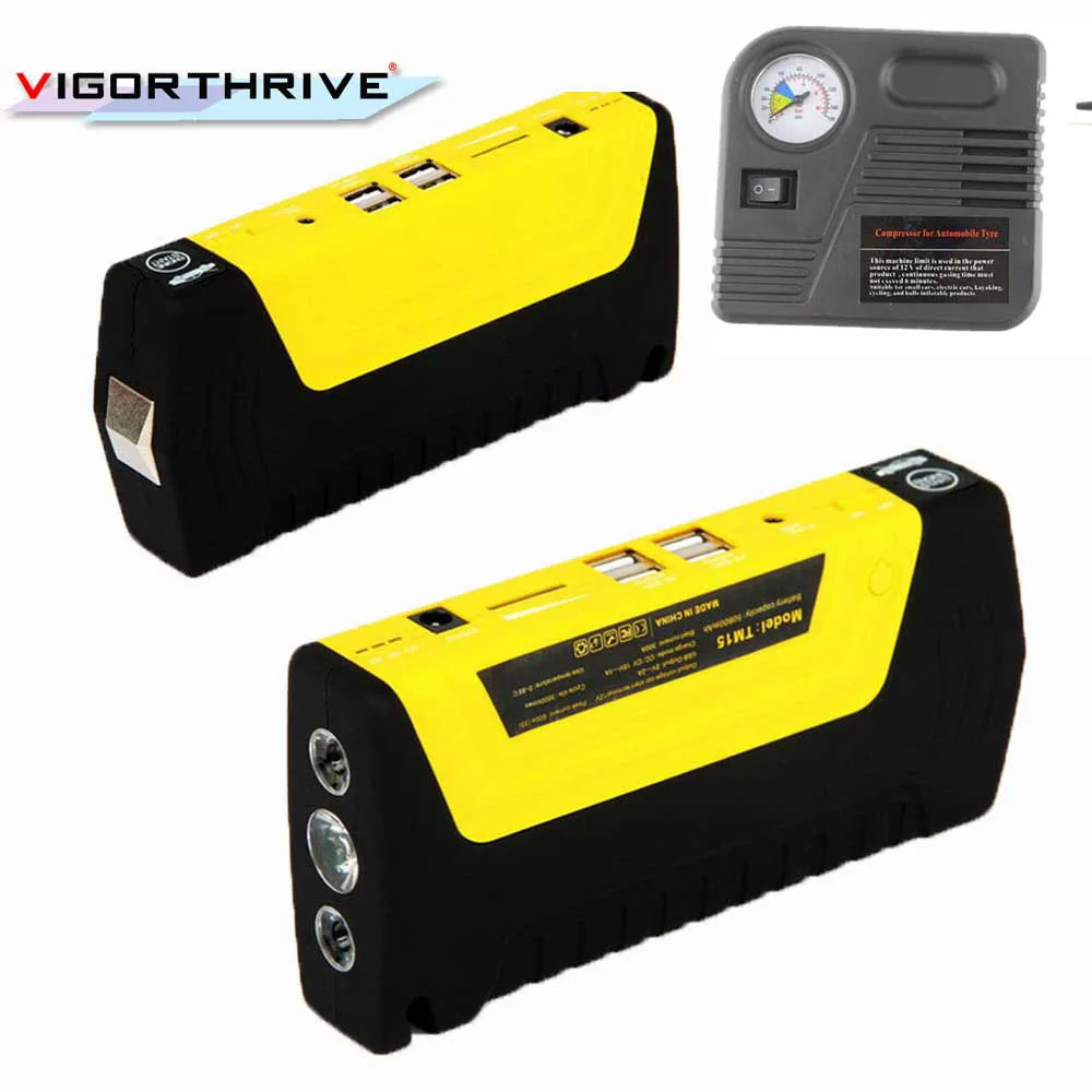 

Car jump starter 12 V protable auto booster free shipping hot 2018 new High Quality 8000 mAh power bank with pump