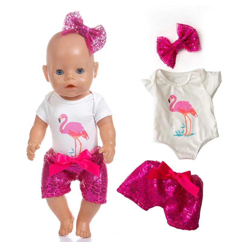 Новая Одежда для куклы из трех предметов, подходит для детей 43 см/17 дюймов, лучший подарок на день рождения (продажа только одежды)