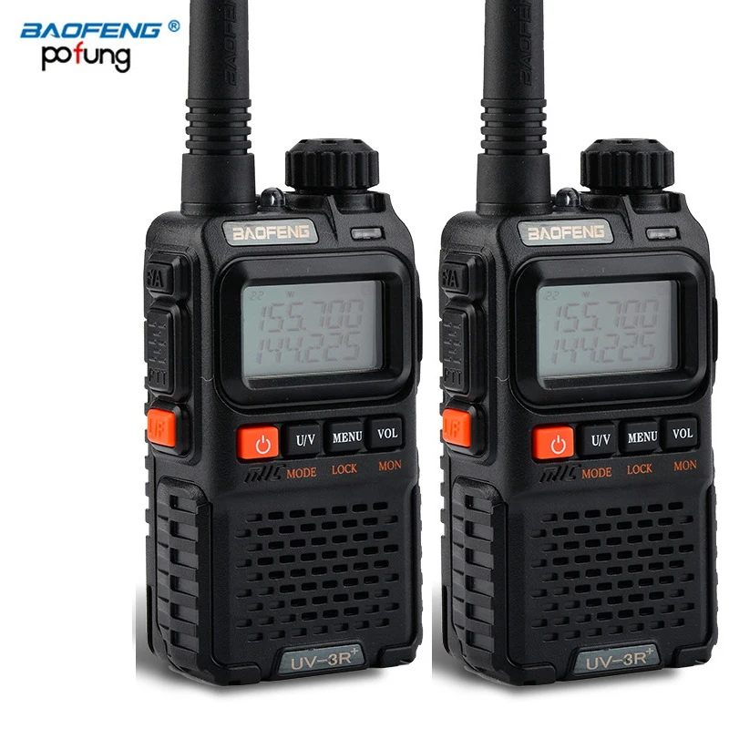 

2 PCS Baofeng UV-3R Plus Mini Walkie Talkie CB Ham VHF UHF Radio Station Transceiver Boafeng Amador Communicator Woki Toki PTT