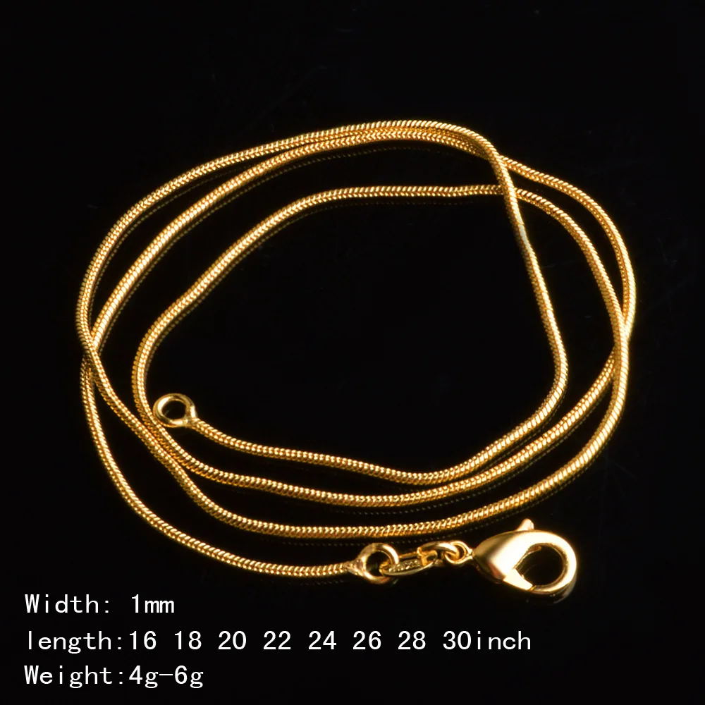 

1mm Snake Gold Chain Necklace For Women Men Jewelry Necklaces Pendants Charms Jewellery Choker Colar Kolye Colares Wholesale