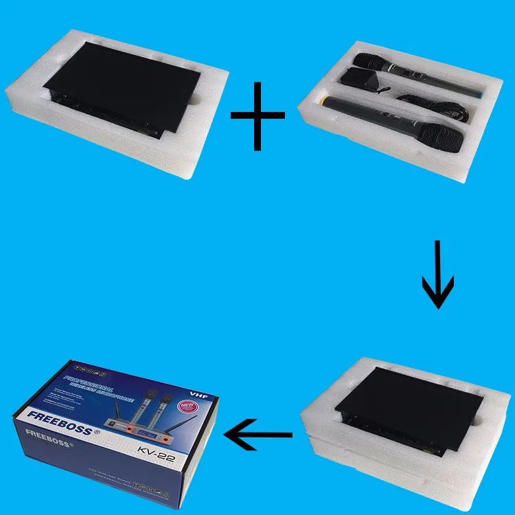 Freeboss KV-22 VHF 2 Handheld Wireless Microphone Dynamic Capsule Family Party Mixed Output Wireless Microphone