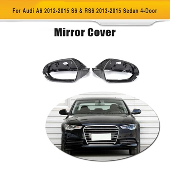 

Carbon fiber side rear back view mirror covers Caps for Audi S6 RS6 2013 2014 2015 2016 Full Replacement styling