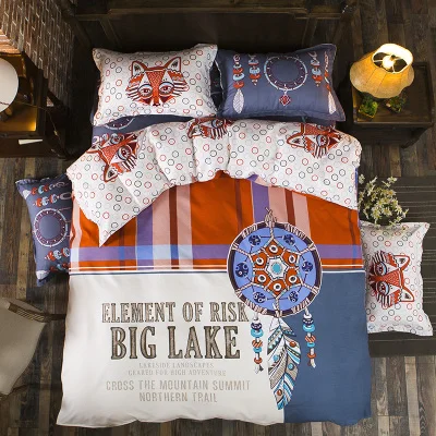 

BeddingOutlet 4 Pcs Orange Blue Mandala Floral Duvet Cover Set With Pillowcase Bohemian Flower Boho Queen Size Bedding Set Soft