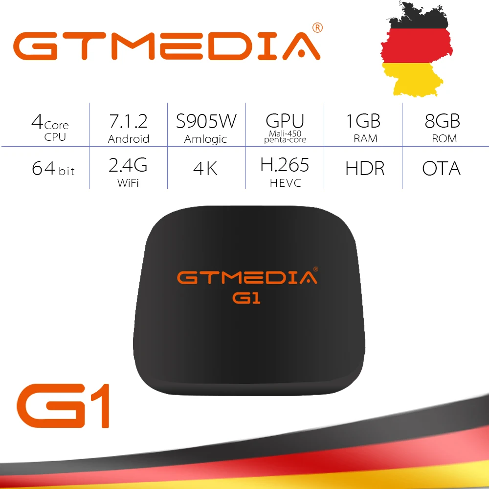 

GTmedia G1 Tv Box Media Player 1GB RAM 8GB ROM S905W Android 7.1 Remote Control 4K 2K HD 2.4G Built In Wifi Set Top Boxes IPTV