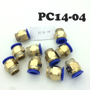 

10Pcs/lot PC14-04 Tube 14mm Thread Straight Throught 1/2" Pneumatic Pipe Fitting tube connector Pneumatic Connectors male straig