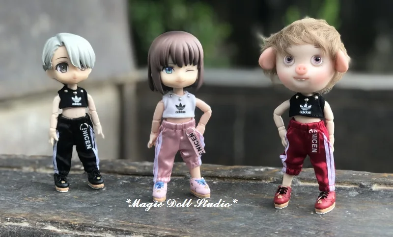 

[0B046] Free Shipping 4" Obusit11 Outfits # Slik Sport Pant and Knit Top Set fit for 1:12 Scale doll clothes for Retail