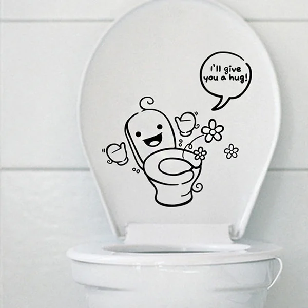 PVC Removable Cute Cartoon Toilet Seat Sticker Home Decoration Funny Bathroom Washroom Sticker
