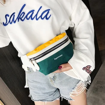

Waist Bag Women New Canvas Leisure Panelled Fanny Pack for Girls Letter Bum Bag Packs Fashion Chest Bag Crossbody Bag Belt Bag