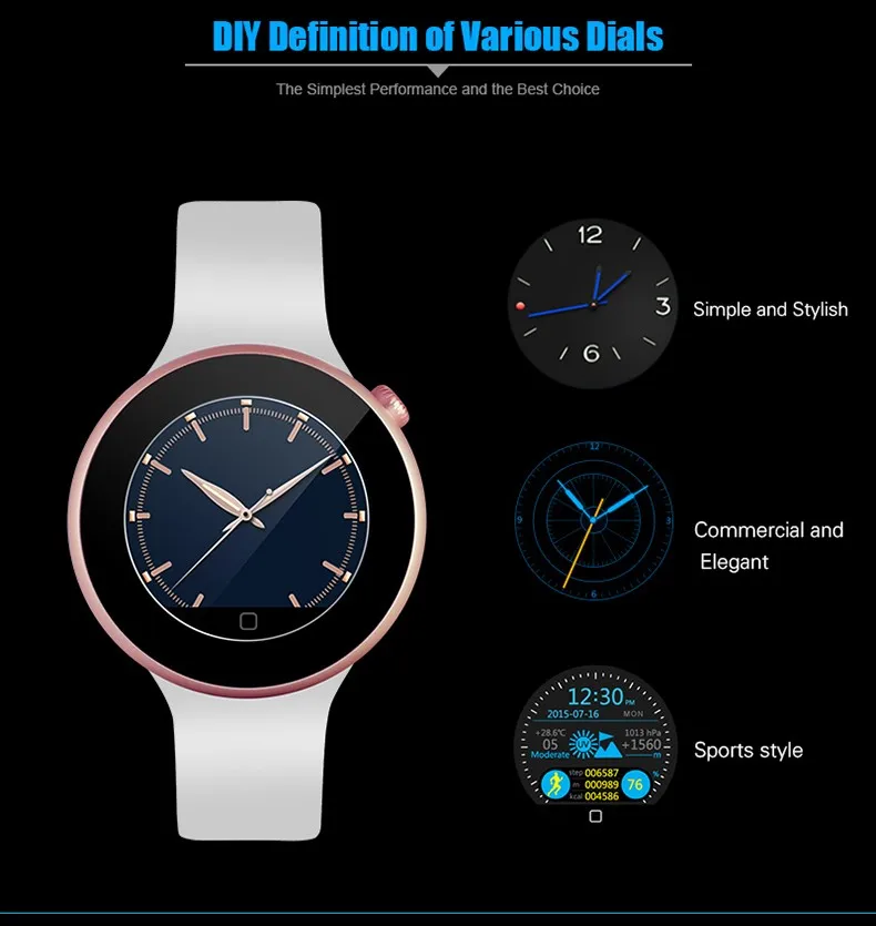 Новая Мода розовое золото цвет леди Bluetooth Смарт часы с мониторинг сердечного ритма сна трек совместим с IOS и Android
