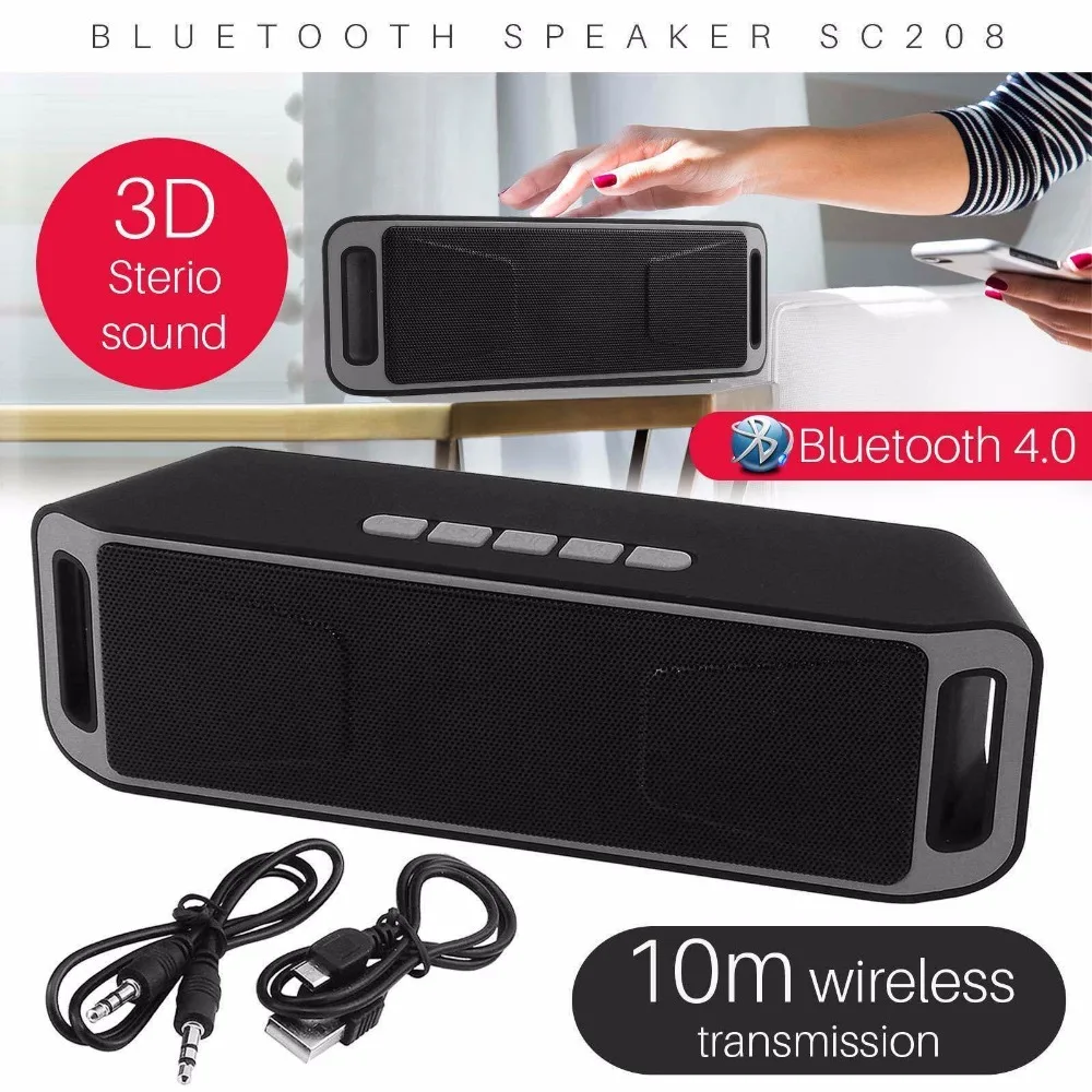 

MKUYT Wireless Bluetooth Speaker, Caixa De Som column Stereo Subwoofer USB Speakers TF FM Radio Built-in Mic Dual Bass Sound Box