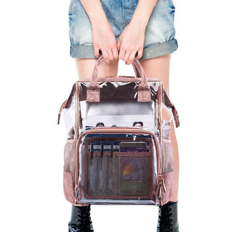 New Fashion Women's Backpack PVC Plastic See Through Security Transparent Japan Ring Bag Travel Rucksack Mochila Large | Багаж и сумки