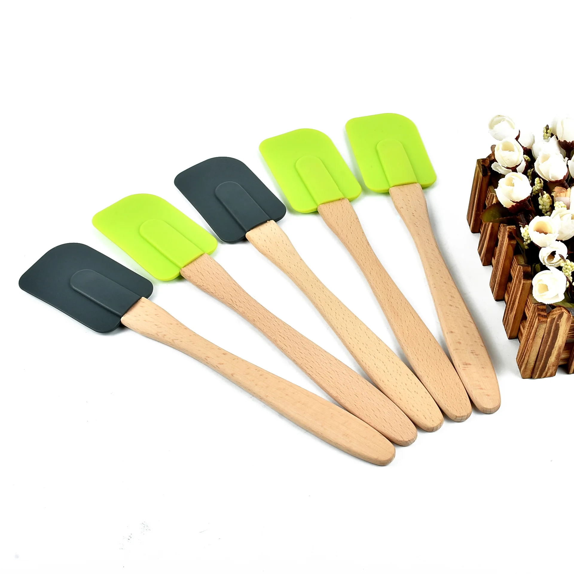  baking DIY tools pastry scraper silicone spatula cream chocolate scrapers dessert shovel Wood Handl