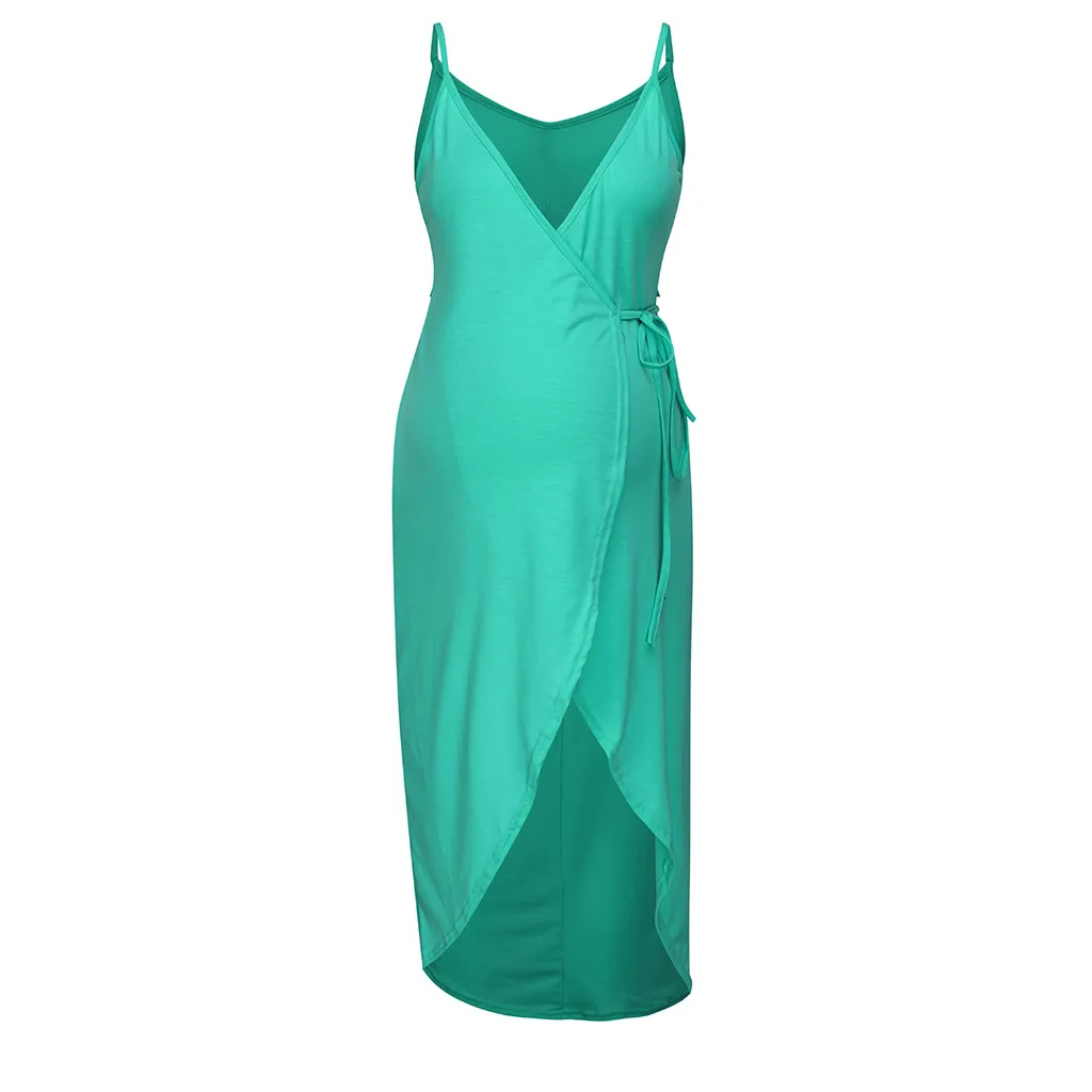 Летние женские платья для грудного вскармливания с v-образным вырезом без рукавов Повседневное платье для кормящих мам Одежда для беременных Zwanger Jurk 19M26 - Цвет: Green