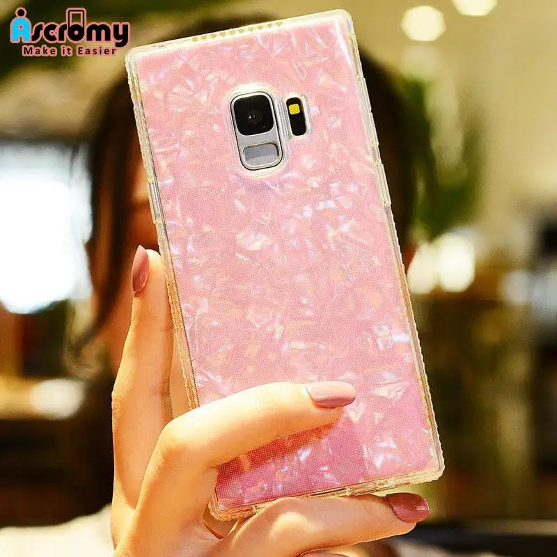 

Ascromy Square Rhinestone Case For Samsung Galaxy S9 S9Plus Glitter Diamond Bumper Cover For Samsung J5 J7 J3 2017 S9 Plus Coque